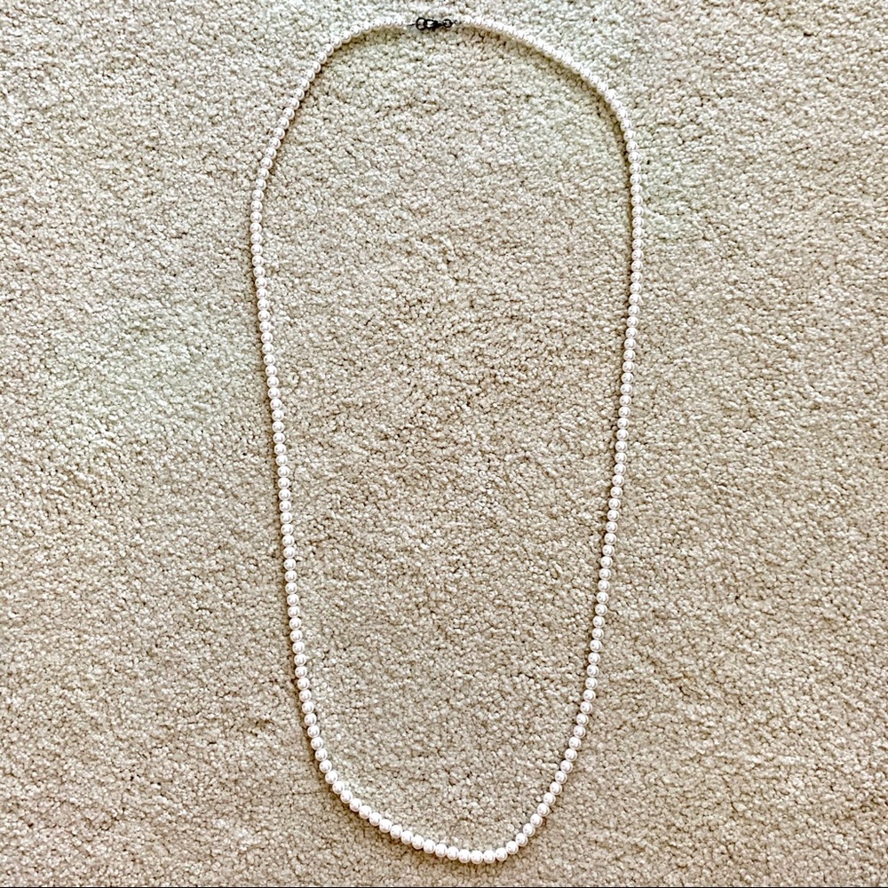 Long Faux Pearl Strand Necklace